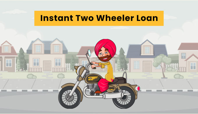 Punjabi men driving two wheeler to promote bike loan of Shri RadhaFinance